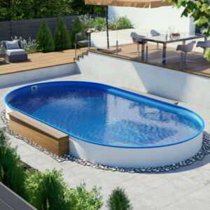 Stahlbecken oval Pool 4,50 x 2,50 x 1,20 m blau, Folie 0,6mm stark Schwimmbecken