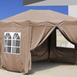 QUICK STAR Pop-Up-Pavillon 2 x 3 m Beige mit 4 Easy-Klett Seitenwänden