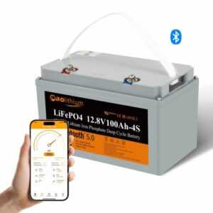 12V 100Ah LiFePO4 Lithium Batterie mit Bluetooth BMS für Wohnmobile, Boote