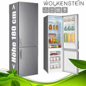 Wolkenstein Kühl-/Gefrierkombination Kühlschrank Gefrierfach 180 cm Inox Design