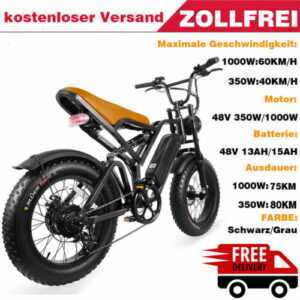 Saibike 20 Zoll Elektrofahrrad Mountainbike 48V 1000W E-Bike 15AH Akku Pedelec