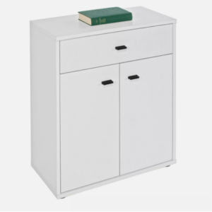 Perlweiße Kommode, 60 cm breit, mit Türen und Schubladen - Sideboard Anricht