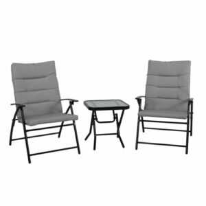 VENTURA Sitzgruppe 3-tlg. Camping-Möbel Balkon-Set klappbar Metall Bistro Set