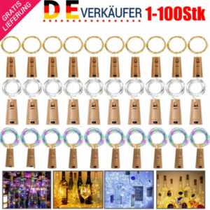 LED-Korken 20LED Lichterkette Flaschenlicht Flaschenbeleuchtung Batterie Flasche