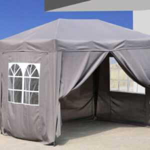 QUICK STAR Pop-Up-Pavillon 2 x 3 m Smoky Grau mit 4 Easy-Klett Seitenwänden