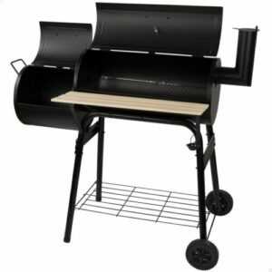 Holzkohlegrill Smoker Grill mit Rädern Schwarz Stahl 106 x 106 x 61 cm