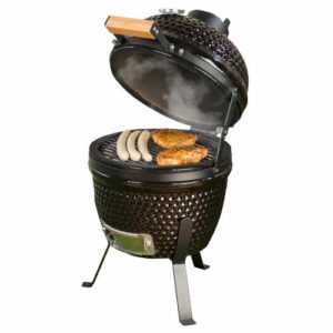 2in1-Kamado-Keramik-Kugelgrill & Smoker, Thermometer, Lüftung, Ø 27 cm