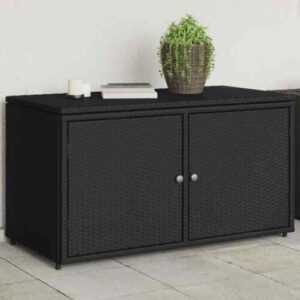 Gartenschrank Schwarz 110x55x60,5 Cm Poly Rattan