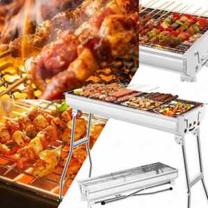 Tragbar Grill BBQ Holzkohlegrill Klappgrill Camping Standgrill Tragbar Edelstahl