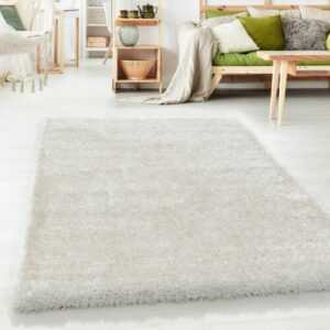 Hochflor Shaggy Wohnzimmer Teppich Soft Weichem Glanz Garn Einfarbig Natur