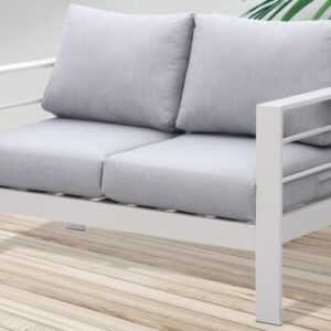 MeXo 2-Sitzer Gartensofa Aluminum Gartenmöbel Sitzgruppe Gartenset Weiß