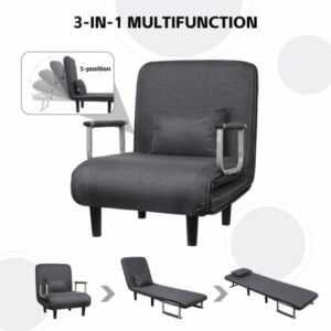 3-in-1 Einzelnes&Klappbares Schlafsofa Couch mit Bettfunktion Bettsofa Gästebett