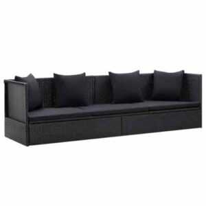 Gartensofa Poly Rattan Schwarz Sonnenliege Lounge Sofa Gartenmöbel 3-Sitzer DE