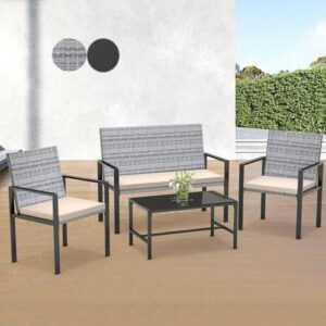 Poly Rattan Sitzgruppe 4 Teilig Set Sitzgarnitur Gartenmöbel Set Balkon Terrasse