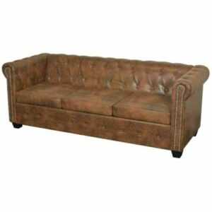 Chesterfield-Sofa 3-Sitzer Kunstleder Braun – Stilvoll und Komfortabel