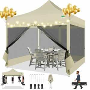 Pavillon Pavillion 3x3m Gartenpavillon Pop Up Faltbar mit 4 Seitenteilen Mesh