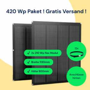 Flexibels Solarmodul 2x 210 Wp Solarpanel, leicht flex dünn schwarz 420 Wp Set