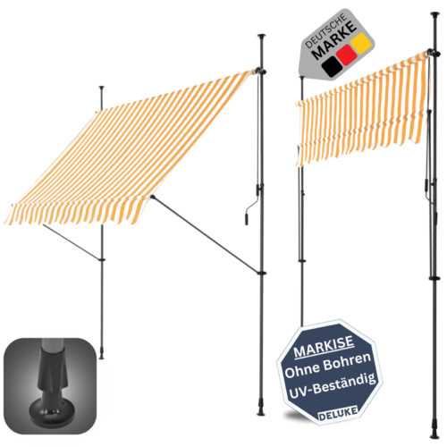 DELUKE® Klemmmarkise ohne Bohren mit Handkurbel Balkonmarkise150-400cm Markise