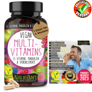 Vegan Multivitamins - 25 Vitamine, Mineralien und Spurenelemente - B12, D3, K2,