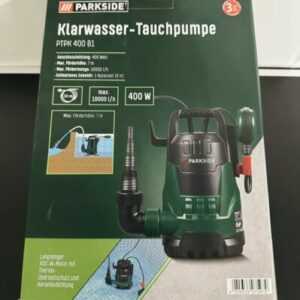 PARKSIDE Klarwasser Tauchpumpe 400 W 10000l/h zum Entleeren von Schwimmbecken