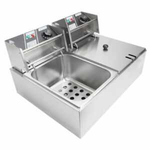 VEVOR Doppelfritteuse Friteuse Gastro Frittöse 12L Edelstahl 5000W