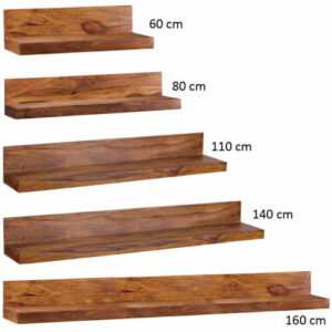 Wandregal Massivholz Holzregal Wandboard Naturprodukt Regal Sheesham Massiv Holz