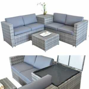 Sitzgarnitur Gartenmöbel Set Sofa XXL PolyRattan Sitzgruppe + Auflagenbox Garten