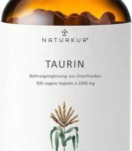 Naturkur® Taurin 1000 mg - 300 Kapseln im Apothekerglas - Vegan Laborgeprüft