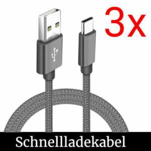 3x Ladekabel 1m USB Typ C Schnell Datenkabel für Samsung Huawei Schnellladekabel