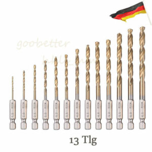 13tlg HSS Bohrer Satz 1,5-6,5mm mit Sechskantschaft 1/4 Spiralbohrer für Metall