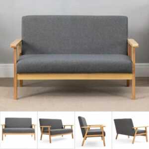 Modern 2 Sitzer Sofa Doppelsofa Polsterung Loveseat kompakt Leinen Wohnzimmer DE