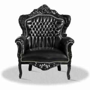 Barocksessel Sessel Schwarz Armlehne Kunstleder Clubsessel Einzelsofa Lounge Top