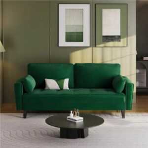 Yaheetech Two-Seater Sofa Upholstered Sofa with Back Cushion & Decorative Cushio