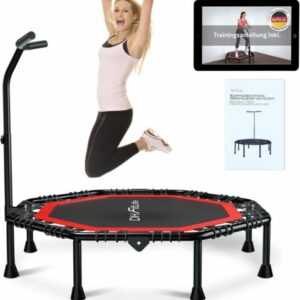 DH FitLife Fitness Trampolin 128cm mit Griff Gummiseilfederung Leise Klappbar