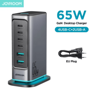 Multi GaN Ladegerät 65W Schreibtisch Ladegerät EU 4x USB-C 2x USB-A Joyroom