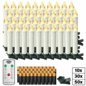 10-50x LED Weihnachtskerzen mit Fernbedienung Batterie Christbaumkerzen Kabellos