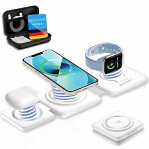 Backer 3 in 1 faltbares Qi Wireless Ladegerät iPhone/ Watch/AirPods + Reise Case