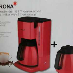 KORONA 10313 Thermo-Kaffeemaschine 2-Thermokannen dunkelrot 8 Tassen 1000Wt NEU