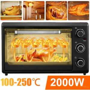 2000W Minibackofen mit Umluft 45L Timer Drehspieß Mini Backofen Pizzaofen