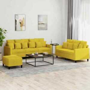 3-tlg. Sofagarnitur Samt Sofa Couch Garnitur mit Schlaffunktion Wohnlandschaft