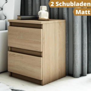 Nachttisch Nachtschrank Holz Kommode Nachtkonsole Matt 2 Schubladen Sonoma