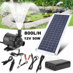 Solar Teichpumpe 50W 800L/h Gartenteich Set Wasserspiel Teich Springbrunnenpumpe