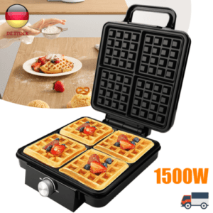 XXL Waffeleisen 4er Wafflemaker Waffeltoaster Elektrogrill 1500W Waffel Eisen