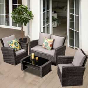 MeXo Poly Rattan Sitzgruppe Gartenmöbel Set Gartenset Lounge Balkon Terrasse