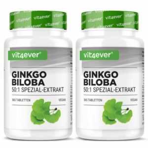 2x Premium Ginkgo Biloba 6000mg 730 x Tabletten - Hochdosiert & Vegan