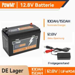 PowMr 12.8V 100/150Ah LiFePO4 Akku Lithium Batterie Wohnmobil Solarbatterie