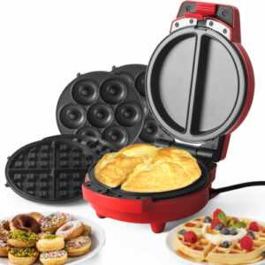 600W Waffeleisen Waffelautomat Anti-Haft Round Donut Maker Waffelmaker Home