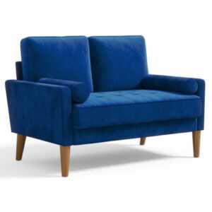 121m 2-Sitzer Sofa Couch Loveseat Holzbeine Couch Wohnzimmer Loungesofa Blau DE