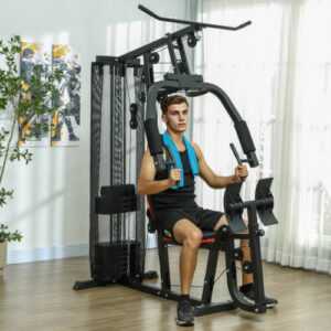 SPORTNOW Kraftstation, Multifunktionale Fitnessstation mit Beinpresse, Schwarz