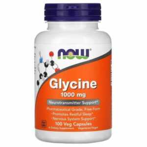 NOW FOODS Glycin 1000mg (Glycin, Unterstützung des Nervensystems) 100 pflanzlich